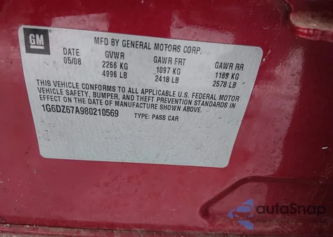 2008 Cadillac Sts V8 z USA, uszkodzony, nr VIN 1G6DZ67A980210569